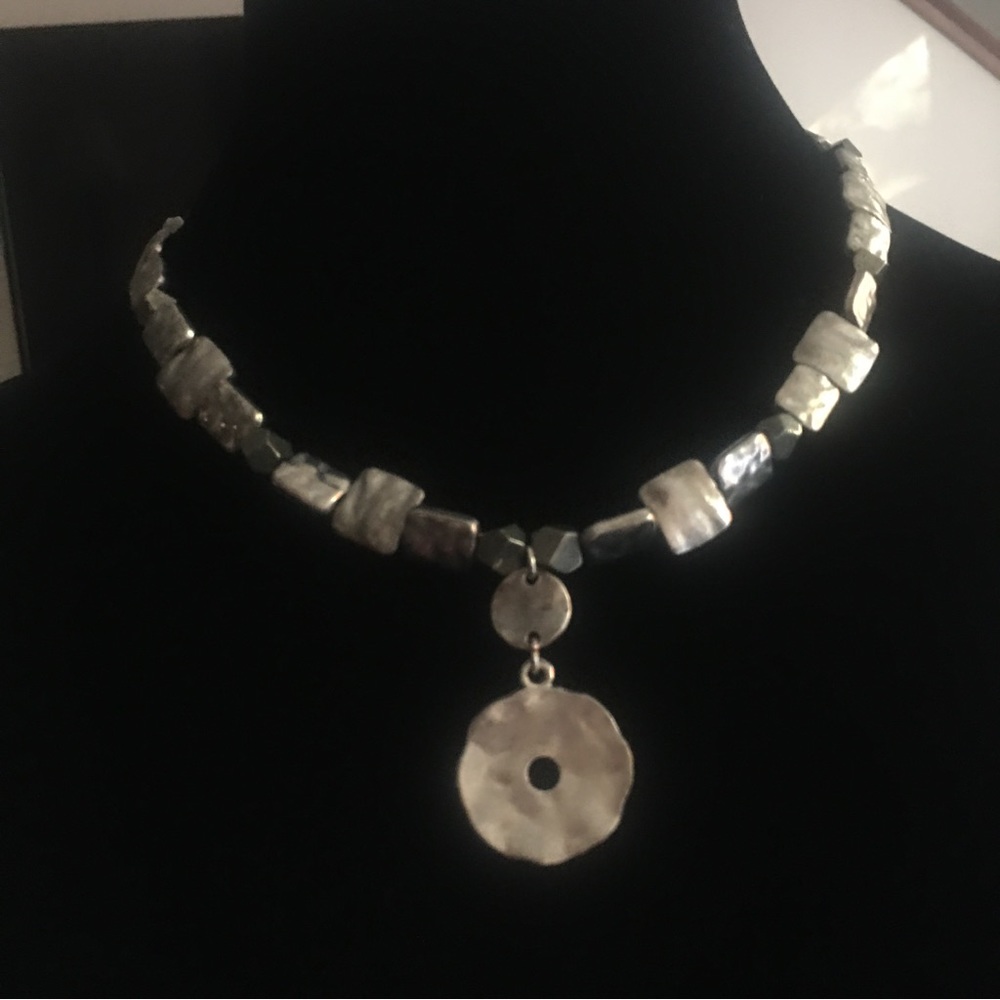 Silver Metal Beaded Necklace